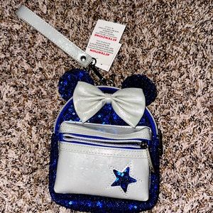 Loungefly Disney Minnie Mouse Sequined Backpack Wristlet Wishes Come True Blue